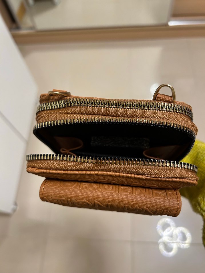 Fermuarlı Kahverengi Deri Kadın Çapraz Çanta - Görsel 2