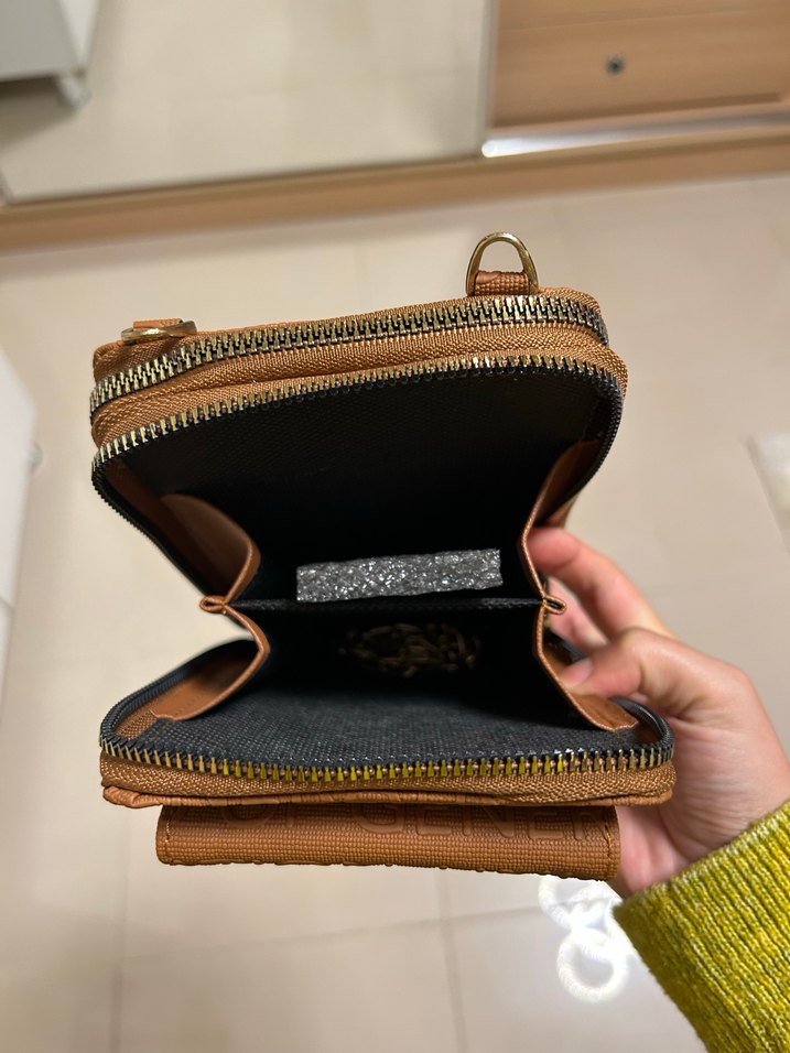 Fermuarlı Kahverengi Deri Kadın Çapraz Çanta - Görsel 3