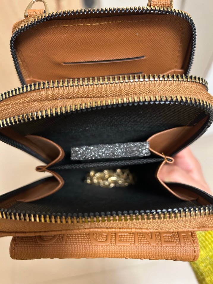 Fermuarlı Kahverengi Deri Kadın Çapraz Çanta - Görsel 5