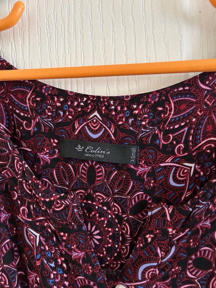 Bordo Uzun Kollu Bohem Düğmeli Elbise - Görsel 3