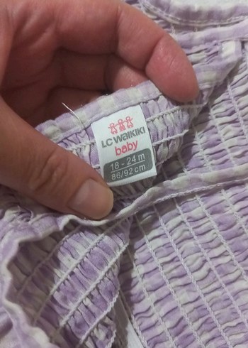 Kız Çocuk Lila Pliseli Keten Elbise 2 yas - Görsel 2