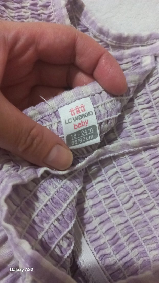 Kız Çocuk Lila Pliseli Keten Elbise 2 yas - Görsel 2