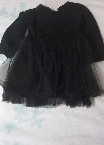 Kız Çocuk Siyah Fırfırlı Uzun Kollu Elbise(3-4yas) - Görsel 3