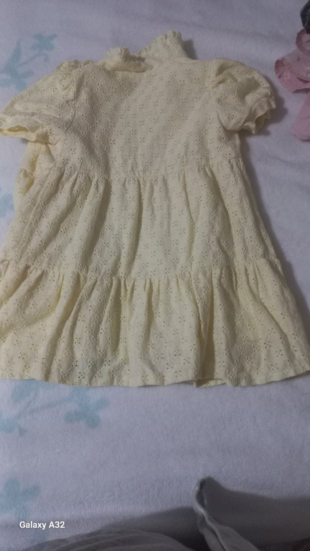 Kız Çocuk Düğmeli Pamuklu Bohem Elbise(3-4yaş) - Görsel 3