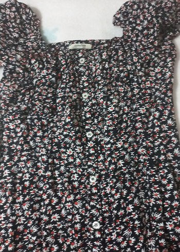 küçük çiçekli,Renkli Uzun Elbise - Görsel 3