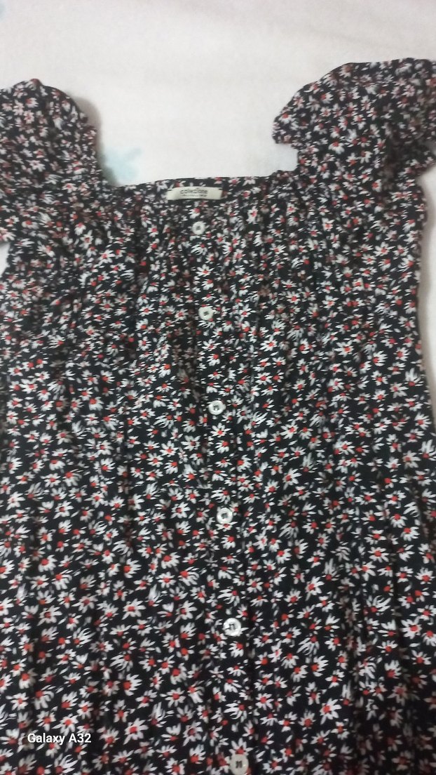 küçük çiçekli,Renkli Uzun Elbise - Görsel 3