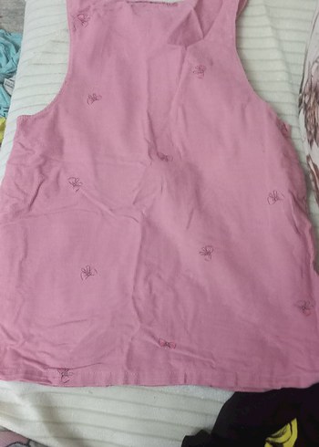 Düğmeli Pembe Kız Çocuk Elbise 3-4 yaş - Görsel 2