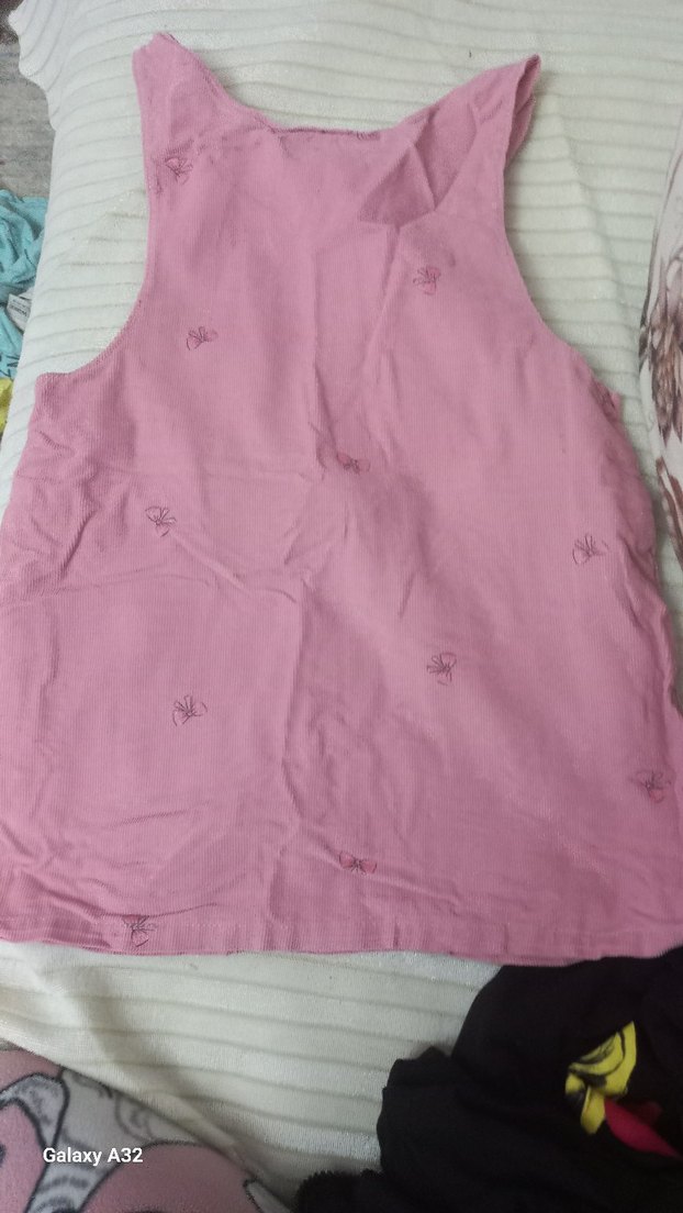 Düğmeli Pembe Kız Çocuk Elbise 3-4 yaş - Görsel 2