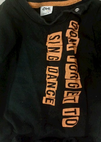 Erkek Siyah Baskılı Rahat Eşofman Takımı 9-12 ay - Görsel 2