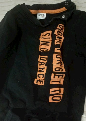 Erkek Siyah Baskılı Rahat Eşofman Takımı 9-12 ay - Görsel 3