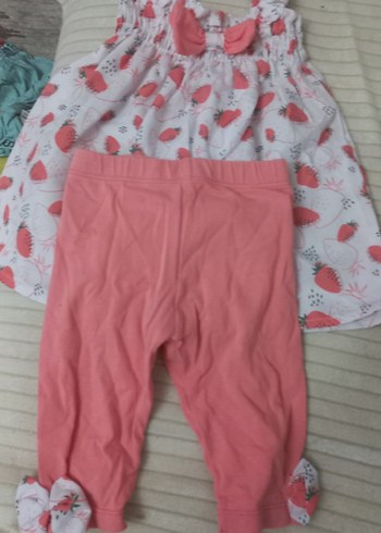 Kız Çocuk Pembe Desenli Askılı Elbise 3-4 yaş - Görsel 2