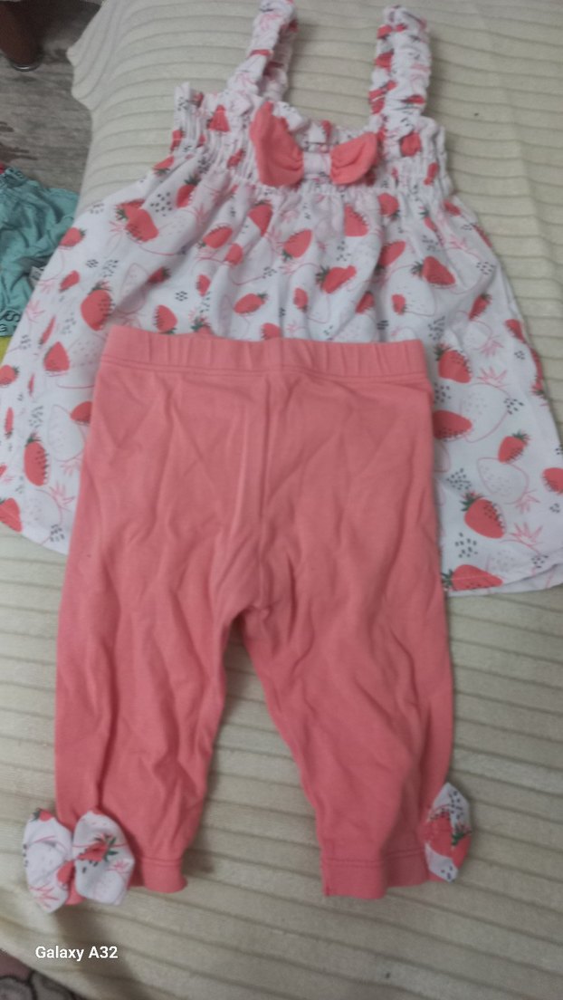 Kız Çocuk Pembe Desenli Askılı Elbise 3-4 yaş - Görsel 2