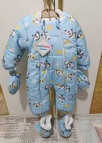 Renkli Baskılı Mavi Erkek Bebek Tulum - Görsel 3