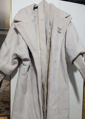 Bej Midi Kadın Kaban Düğmeli Notch Yaka - Görsel 7