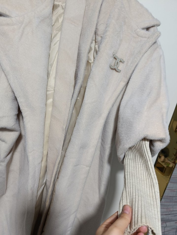 Bej Midi Kadın Kaban Düğmeli Notch Yaka - Görsel 4