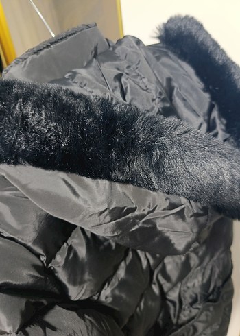 Kadın Siyah Kemerli Midi Kışlık Mont - Görsel 3