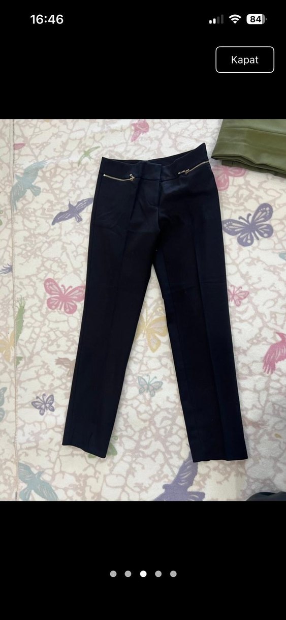 Siyah Fermuarlı Kadın Kumaş Pantolon - Görsel 2