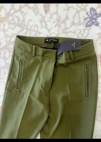 Kadın Haki Pilili Kumaş Pantolon - Görsel 2