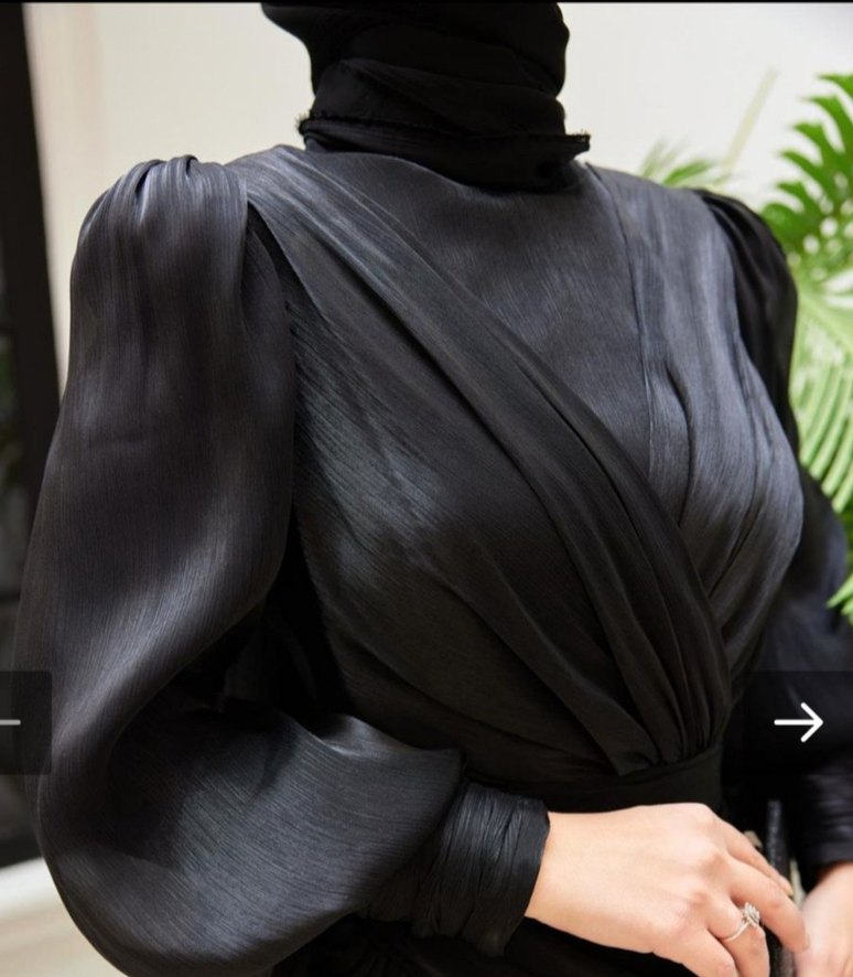 Siyah Drapeli Uzun Kadın Elbise - Görsel 2