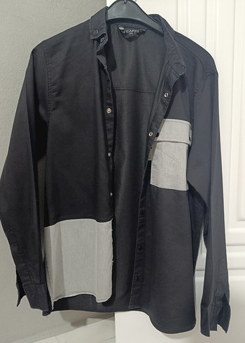 Gri Düğmeli Erkek Gömlek - Görsel 4