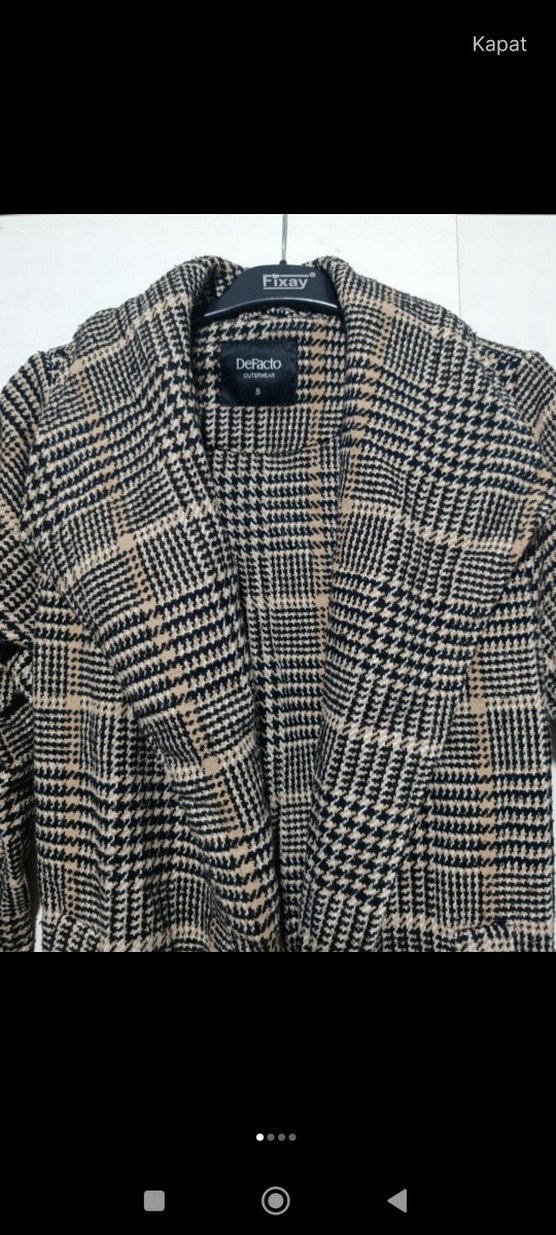 Kadın Gri Düğmeli Uzun kaban - Görsel 2