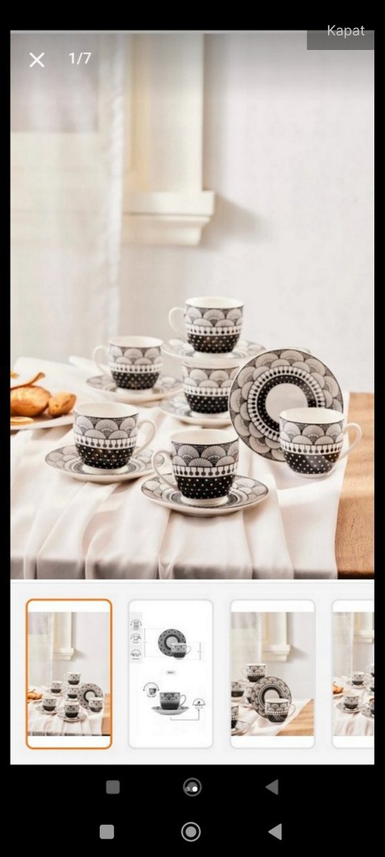 Siyah Beyaz Desenli Kahve Fincanı ve Tabağı - Görsel 2