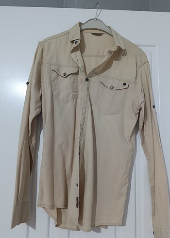 Bej Erkek Keten Gömlek - Görsel 4