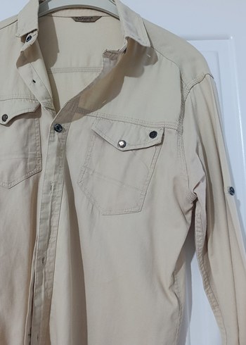 Bej Erkek Keten Gömlek - Görsel 3