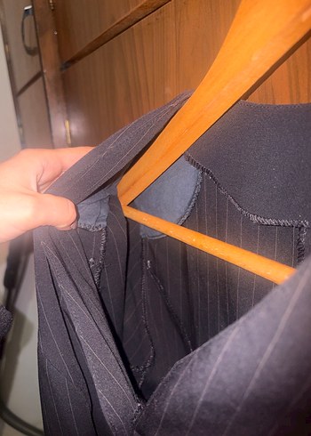 Düğmeli Çizgili Kısa Kollu Kadın Blazer - Görsel 6