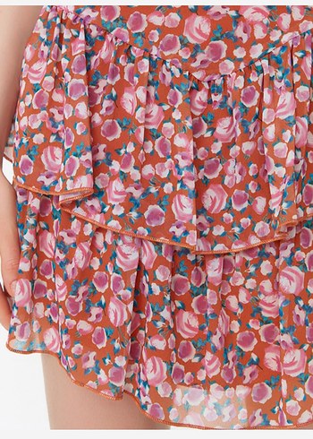 Pembe Bohem Renkli Mini Elbise