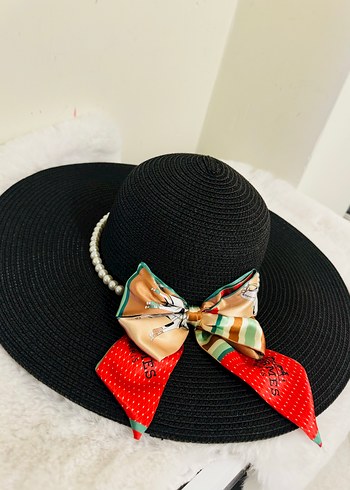 İncili  Siyah Kadın şapka - Görsel 2