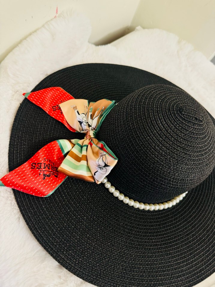 İncili  Siyah Kadın şapka - Görsel 3