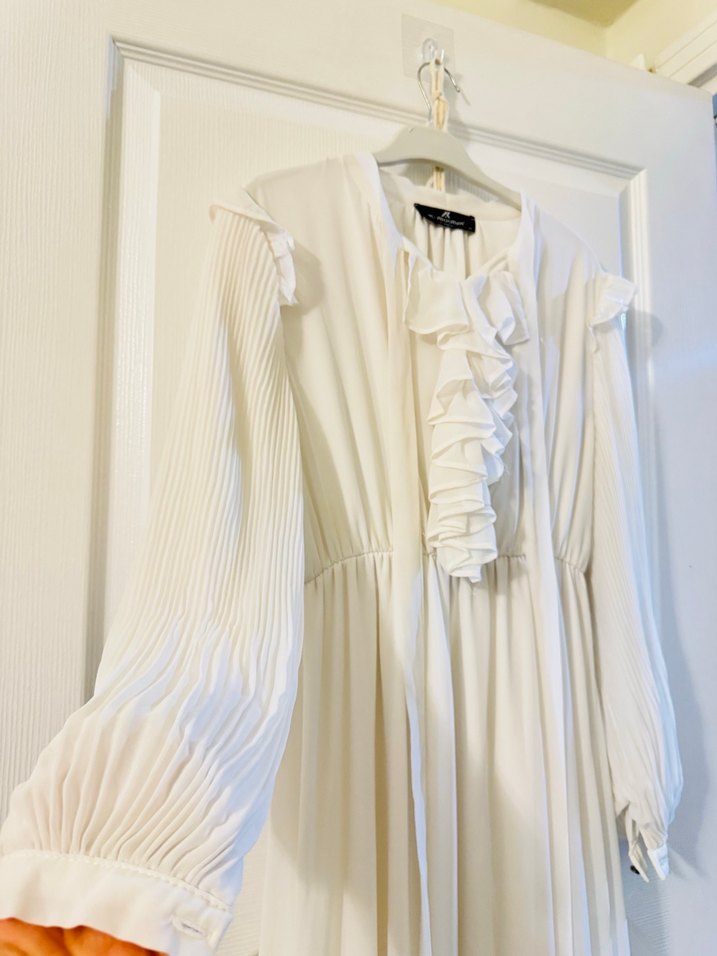 Tesettür beyaz elbise - Görsel 2