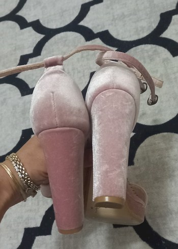 37 Beden Pembe Süet Platform Topuklu Kadın Abiye Ayakkabı