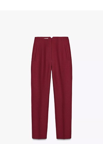 Zara Bordo Yuksek Bel Duz Paca Pantolon
