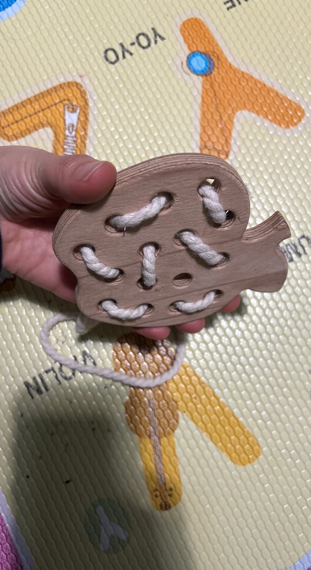 Elma Şekilli Ahşap İp Geçirme Oyuncağı - Görsel 3