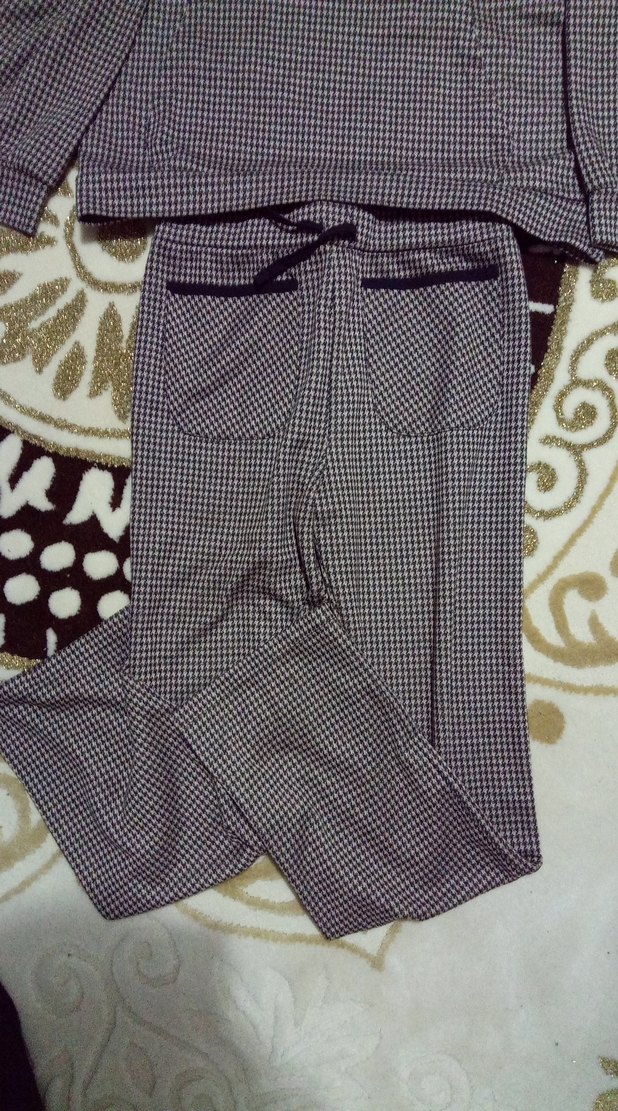 Gri çocuk Örme Uzun Kollu Pijama ikili Takımı - Görsel 2