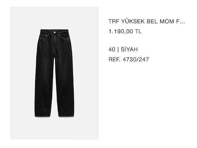Zara Zara Yüksek Bel Siyah Jean