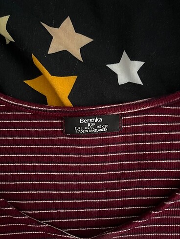 l Beden Çizgili Crop Bluz