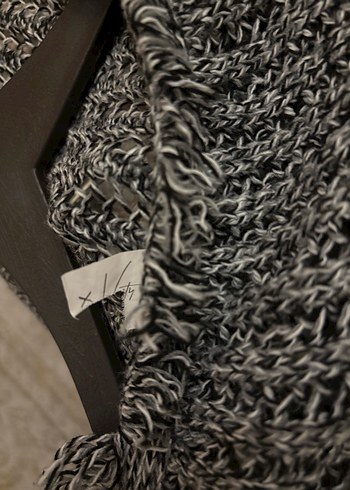 Gri Bohem Salaş Örgü Kadın Hırka - Görsel 3