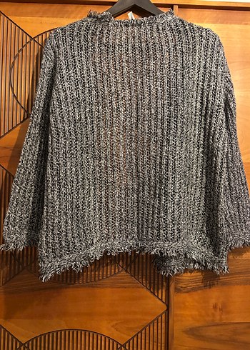 Gri Bohem Salaş Örgü Kadın Hırka - Görsel 2