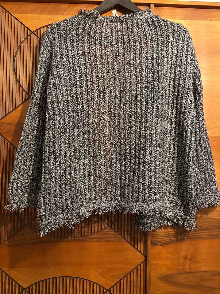 Gri Bohem Salaş Örgü Kadın Hırka - Görsel 2