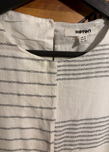 Koton Marka Gri Çizgili Uzun Elbise - Görsel 4