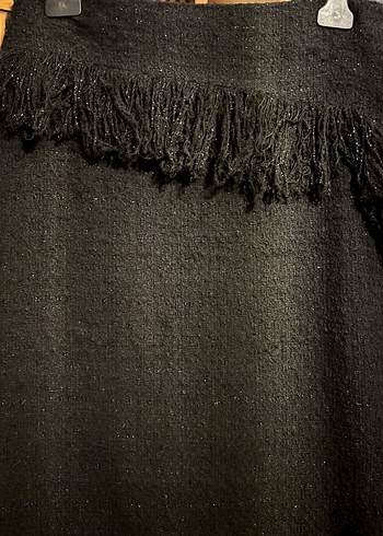 Zara Fırfırlı Siyah Bohem Midi Kadın Etek - Görsel 5