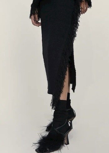 Zara Fırfırlı Siyah Bohem Midi Kadın Etek - Görsel 3