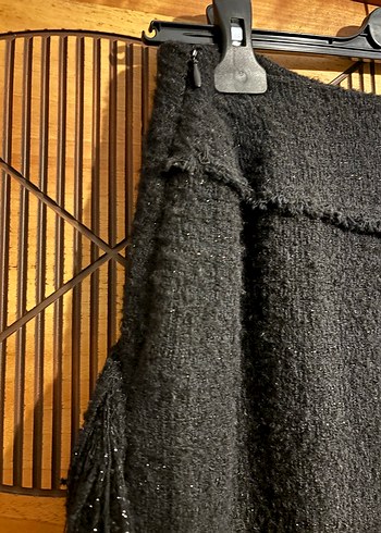 Zara Fırfırlı Siyah Bohem Midi Kadın Etek - Görsel 7