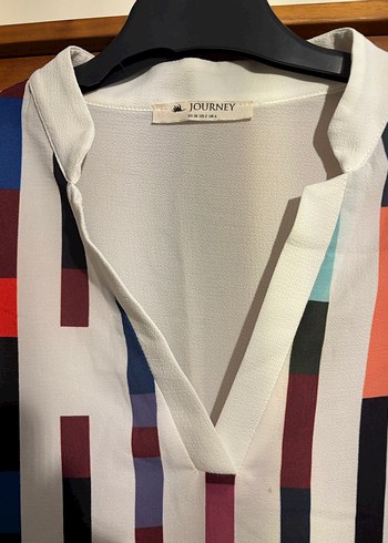 Çok Renkli Transparan V Yaka Kadın Gömlek - Görsel 2