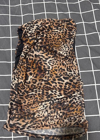 Kahverengi Leopar Desenli Kürklü crop - Görsel 2