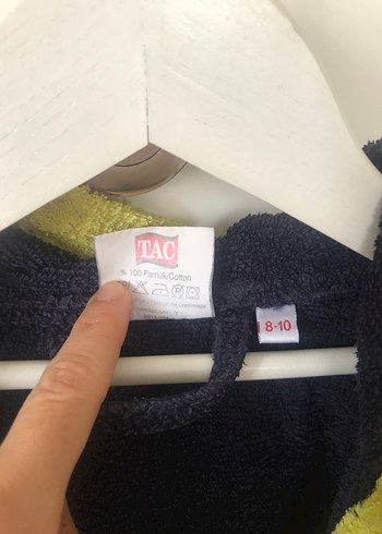 Sarı Lacivert Kapüşonlu Çocuk Bornozu - Görsel 4