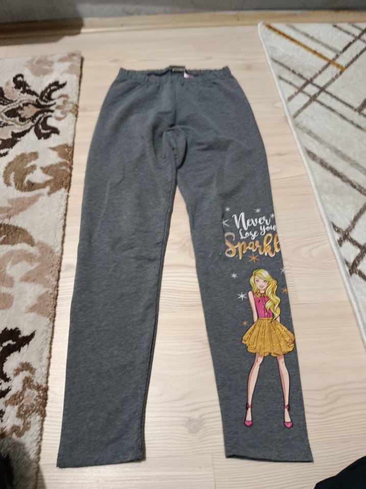 Kız Çocuk Gri Baskılı Triko Tayt - Görsel 2